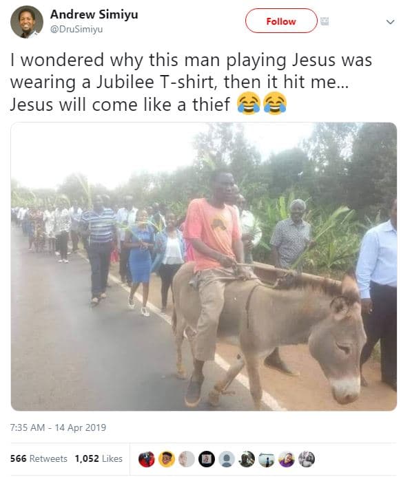 Andrew simiyu drusimiyu follow wondered why this man playing jesus was wearing j