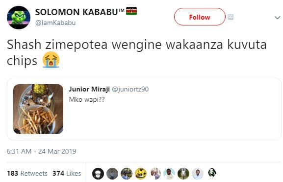 Solomon kababutm lamkababu follow shash zimepotea wengine wakaanza kuvuta chips