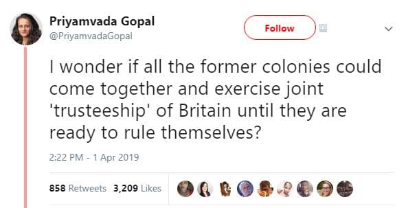 Priyamvada gopal priyamvadagopal follow wonder if all the former colonies could