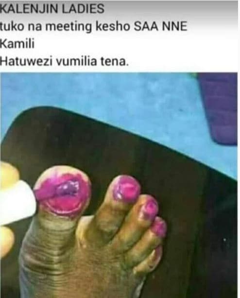 Kalenjin ladies tuko na meeting kesho saa nne kamili hatuwezi vumilia tena