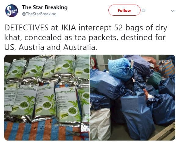 The star breaking thestarbreaking follow detectives at jkia intercept 52 bags of