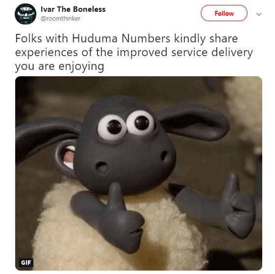 Ivar the boneless roomthinker follow folks with huduma numbers kindly share expe