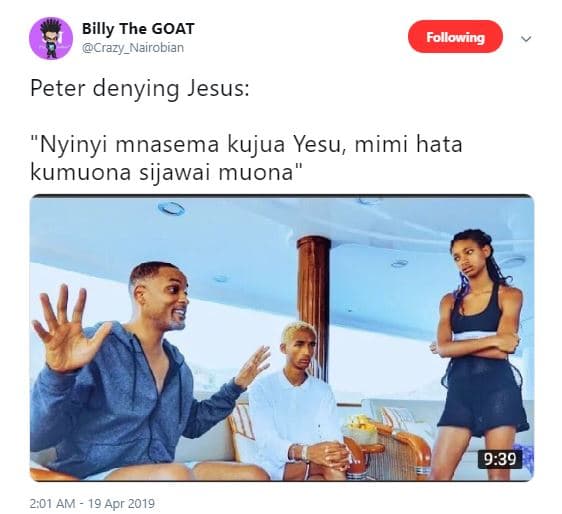 Billy the goat crazy_nairobian following peter denying jesus nyinyi mnasema kuju