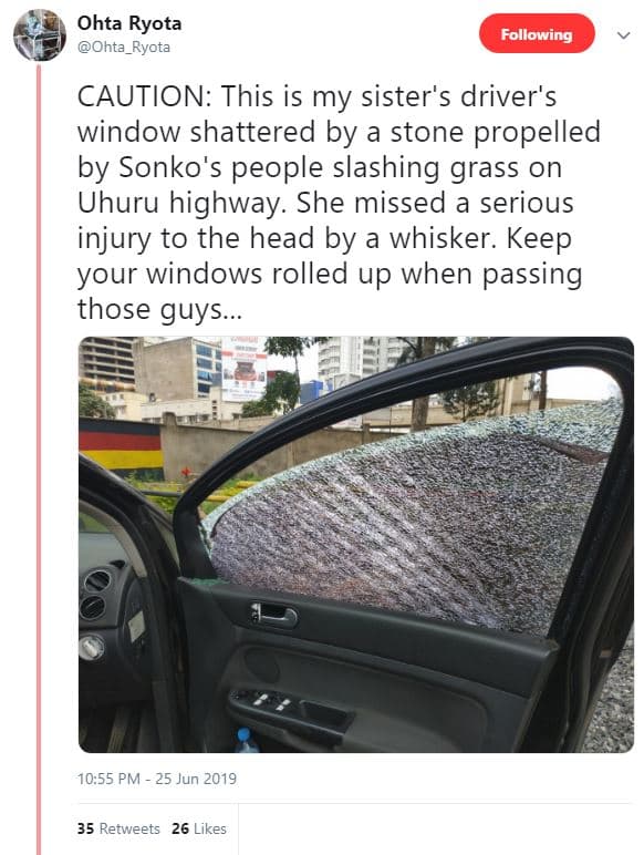 Ohta ryota ohta_ryota following caution this is my sister's driver's window shat