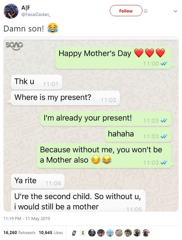 Aif faisalzaidan_ follow damn son! sgag happy mother's day ioo thk u 11,01 where
