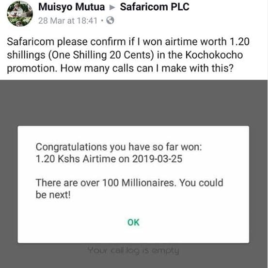 Muisyo mutua safaricom plc 28 mar at 18.41 safaricom please confirm if won airti