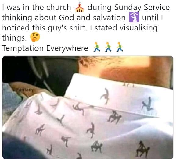 Was in the church during sunday service thinking about god and salvation until n