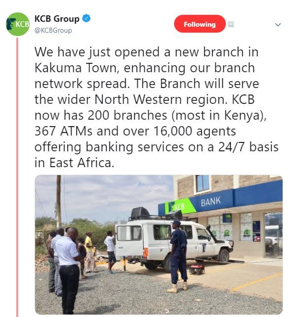 Kcb group kcb kcbgroup following we have just opened a new branch in kakuma town