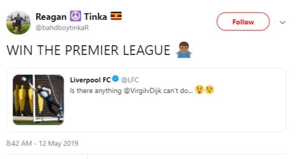 Reagan tinka bahdboytinkar follow win the premier league liverpool fc lfc is the