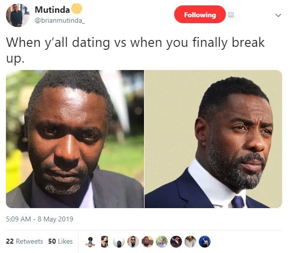 Mutinda brianmutinda following when y'all dating vs when you finally break up. 5