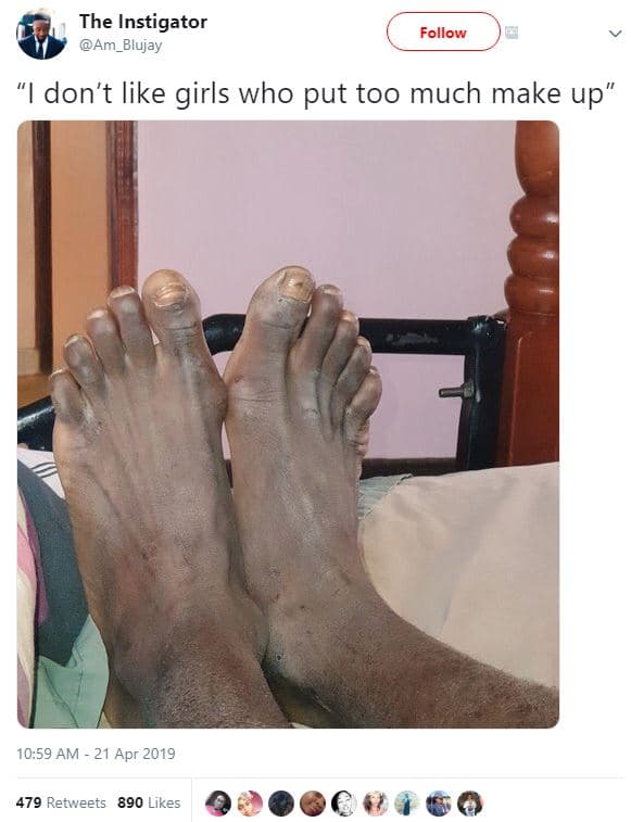 The instigator am_blujay follow idon't like girls who put too much make up' 10.5