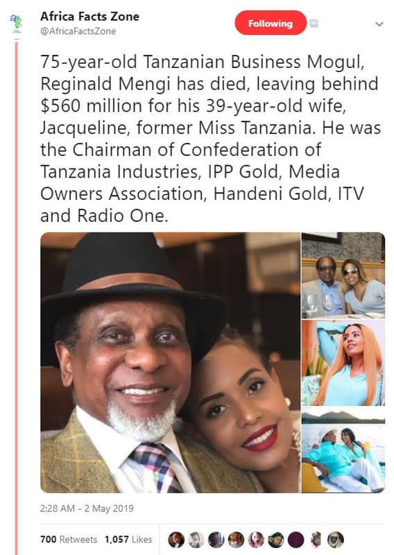 Africa facts zone africafactszone following 75yearold tanzanian business mogul r