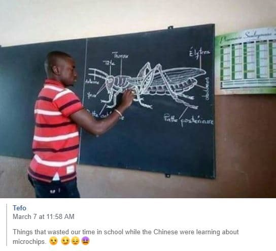 Tefo march at 11.58 am things that wasted our time in school while the chinese w