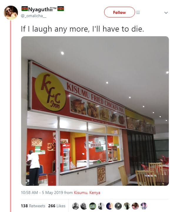 Nyaguthiim omalicha follow if laugh any more i'il have to die. 4 kisumu 9 fried