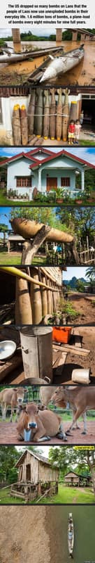 The us dropped so many bombs on laos that the people of laos now use unexploded