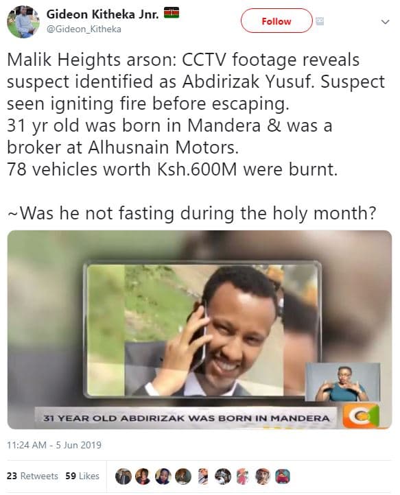 Gideon kitheka jnr. gideon_kitheka follow malik heights arson cctv footage revea