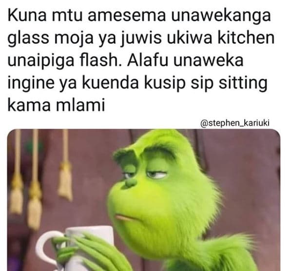 Kuna mtu amesema unawekanga glass moja ya juwis ukiwa kitchen unaipiga flash. al