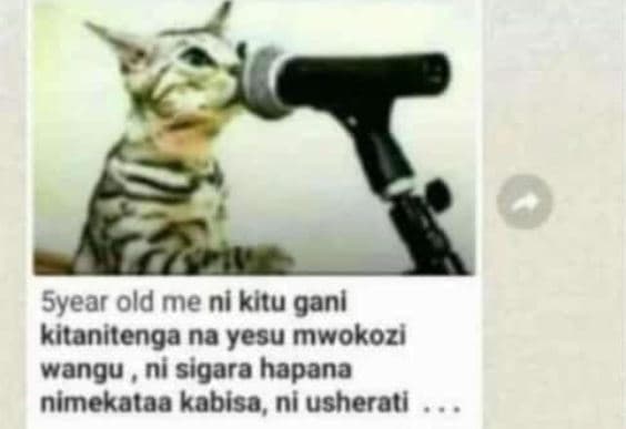 Syear old me ni kitu gani kitanitenga na yesu mwokozi wangu ni sigara hapana nim