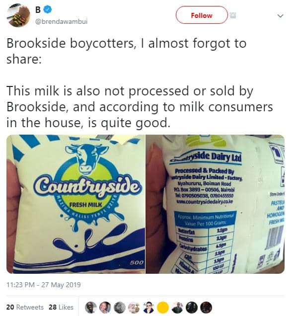 Follow brendawambui brookside boycotters, almost forgot to share this milk is al