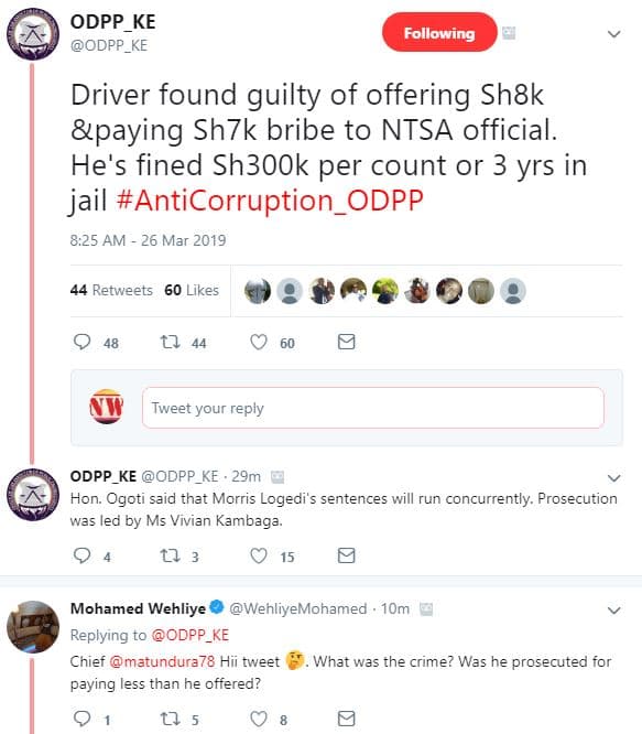 Odpp ke odpp_ke following driver found guilty of offering sh8k paying sh7k bribe