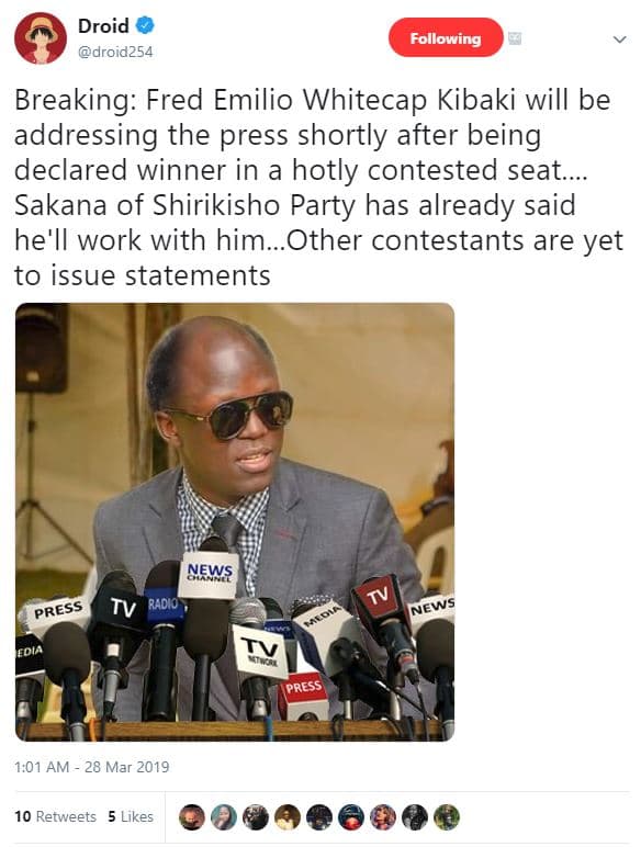 Droid droid254 following breaking fred emilio whitecap kibaki will be addressing