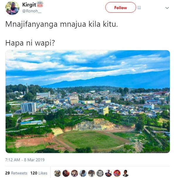 Kirgit ronoh follow mnajifanyanga mnajua kila kitu. hapa ni wapi? 7,12 am 8 mar