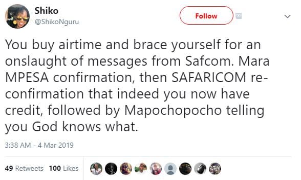 Shiko shikonguru follow you buy airtime and brace yourself for an onslaught of m