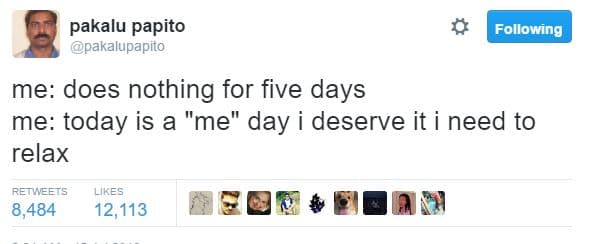 Pakalu papito pakalupapito following me does nothing for five days me today is a