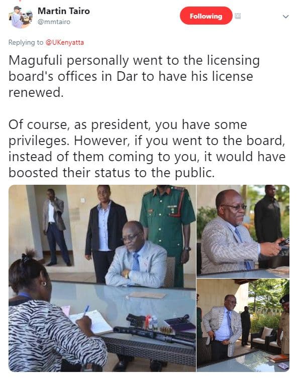Martin tairo mmtairo following replying to ukenyatta magufuli personally went to