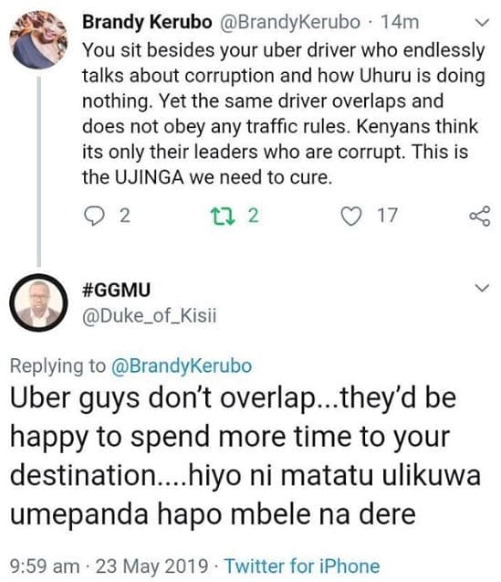 Brandy kerubo brandykerubo 14m you sit besides your uber driver who endlessly ta