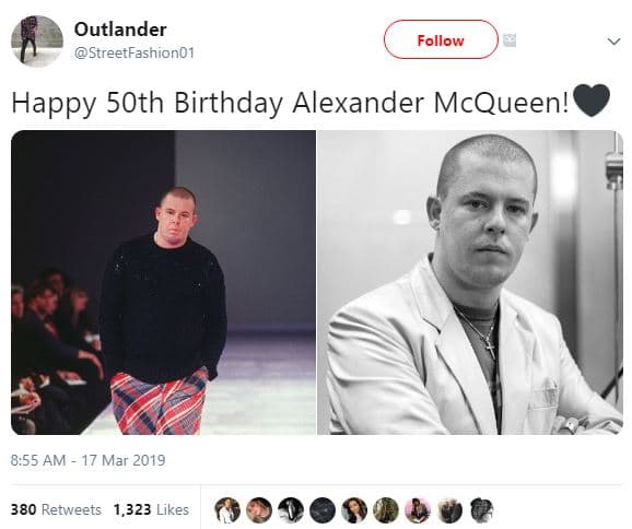 Outlander streetfashion01 follow happy 5oth birthday alexander mcqueen! 8.55 am