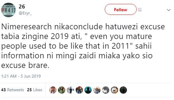 26 eryr_ '8 4 follow nimeresearch nikaconclude hatuwezi excuse tabia zingine ati