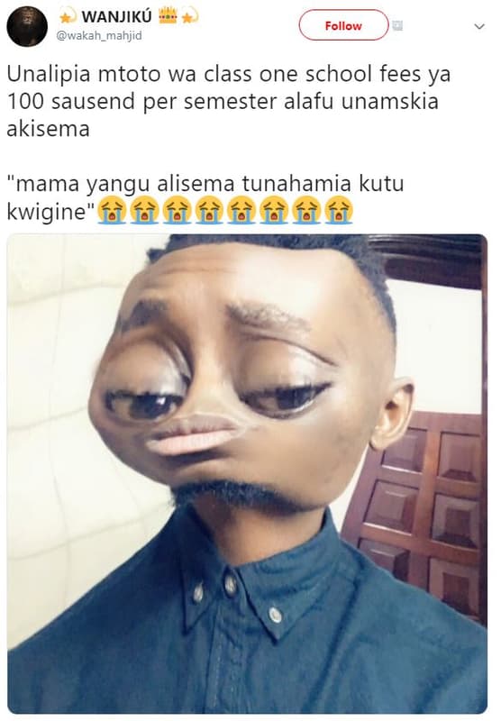 Wanjiku wakah_mahjid follow unalipia mtoto wa class one school fees ya 100 sause