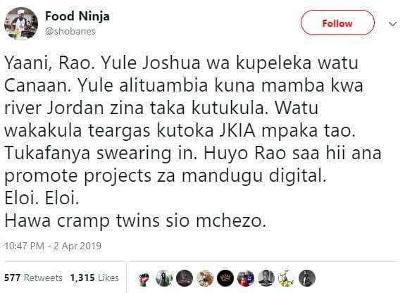 Food ninja shobanes follow yaani, rao. yule joshua wa kupeleka watu canaan. yule