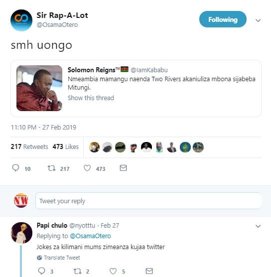 Sir rapalot osamaotero following smh uongo solomon reigns lamkababu nmeambr mama