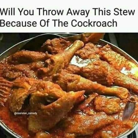 Will you throw away this stew because of the cockroach