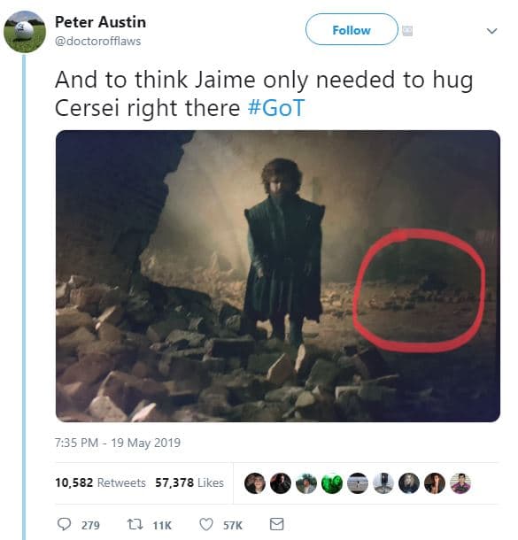 Peter austin doctorofflaws follow and to think jaime only needed to hug cersei r