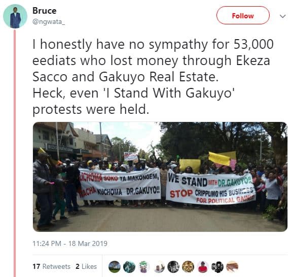 Bruce ngwata_ follow honestly have no sympathy for 53,000 eediats who lost money