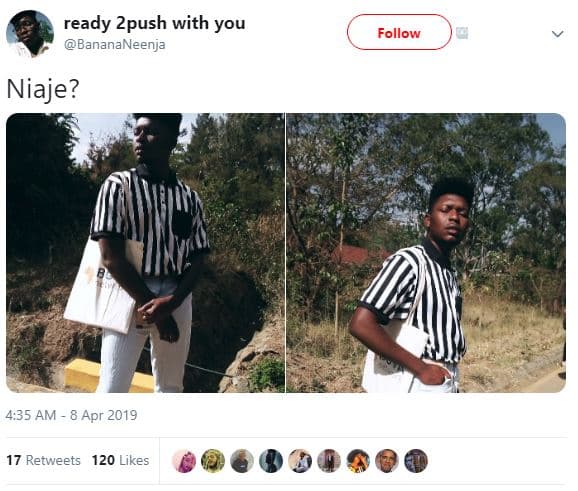 Ready zpush with you banananeenja follow niaje? 4.35 am 8 apr 17 retweets 120 li