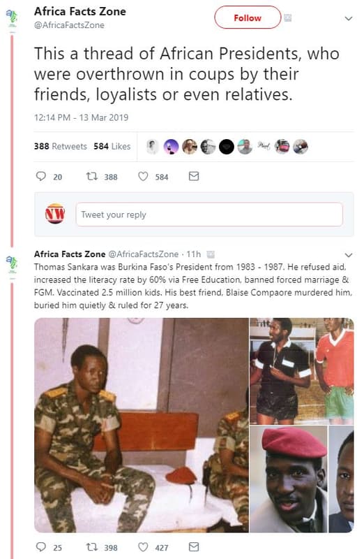 Africa facts zone africafactszone follow this a thread of african presidents, wh