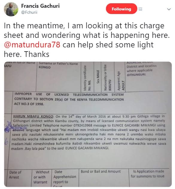 Francis gachuri fchurii following in the meantime, am looking at this charge she