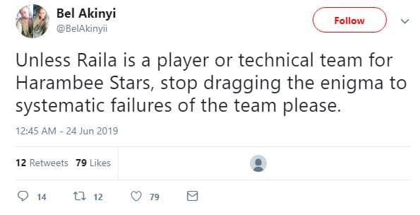 Bel akinyi belakinyii follow unless raila is a player or technical team for hara