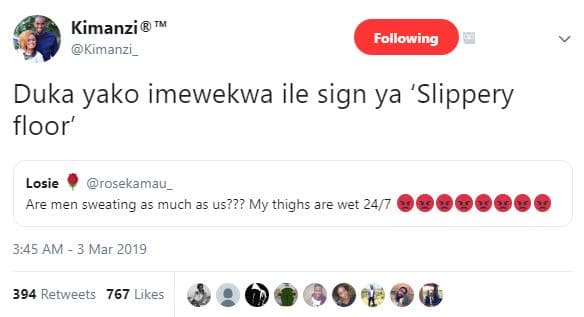 Kimanzi tm kimanzi _ following duka yako imewekwa ile sign ya 'slippery floor lo