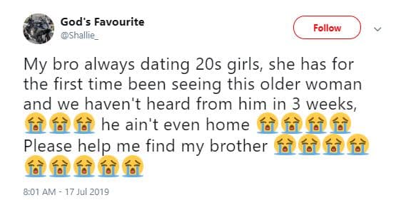 God' favourite shallie follow my bro always dating 20s girls, she has for the fi
