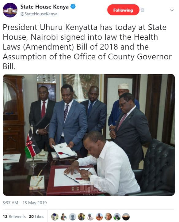 State house kenya statehousekenya following president uhuru kenyatta has today a