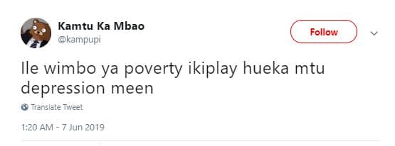 Kamtu ka mbao kampupi follow ile wimbo ya poverty ikiplay hueka mtu depression m
