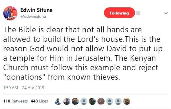 Edwin sifuna edwinsifuna following the bible is clear that not all hands are all