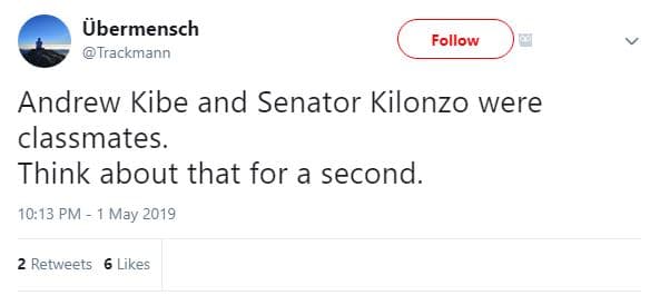 Übermensch trackmann follow andrew kibe and senator kilonzo were classmates. thi