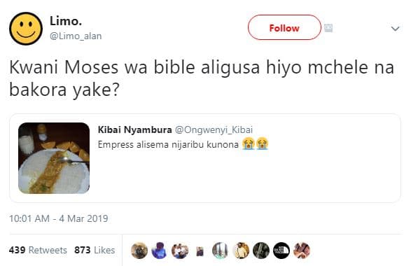 Limo. limo_alan follow kwani moses wa bible aligusa hiyo mchele na bakora yake?