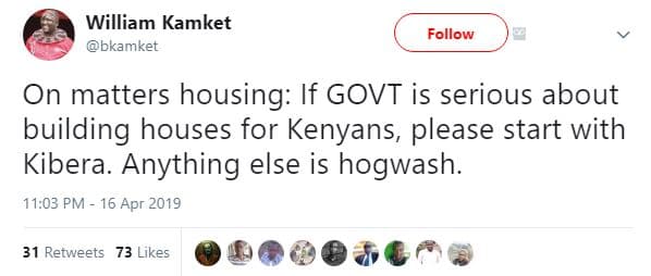 William kamket bkamket follow on matters housing if govt is serious about buildi